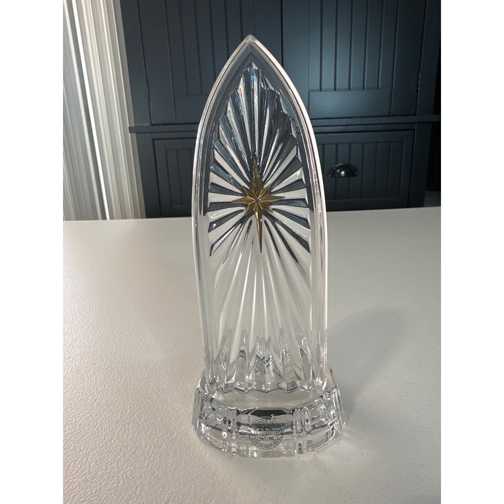 Towle 24% Lead Crystal Tealight Holder Starburst Art Deco Style Czech‎ Republic